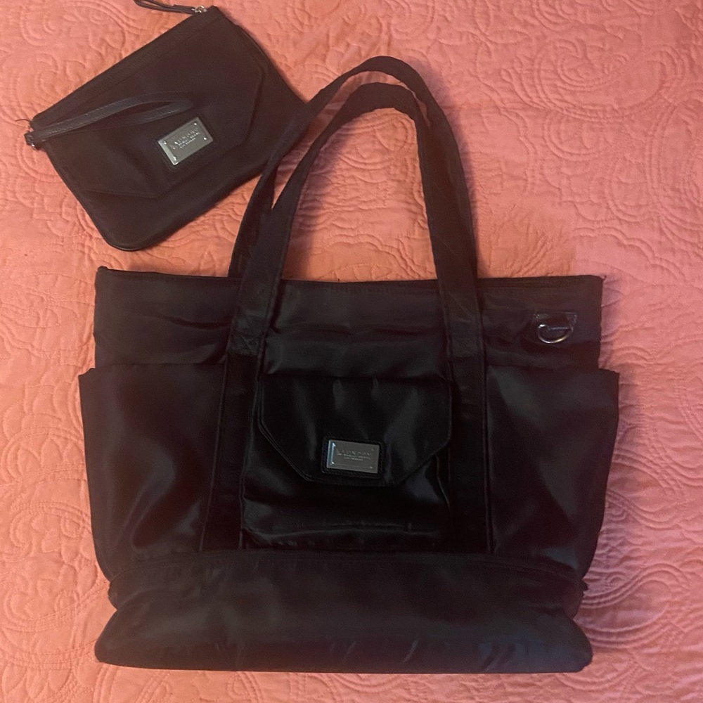 Laundry By Shelli Segal Black Tote with Silver Accents